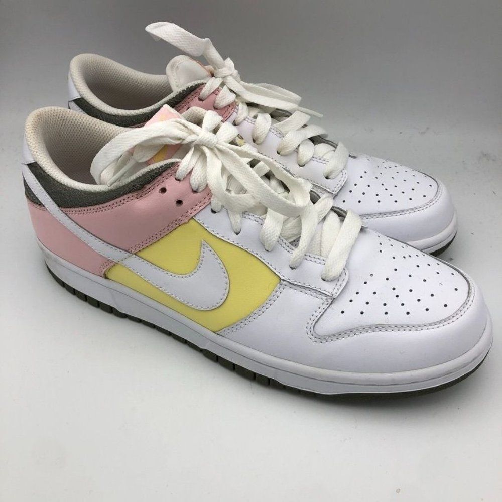 Nike Womens 11.5 Dunk‎ "Easter" Easter Egg Sneakers Shoes White Pink Yellow